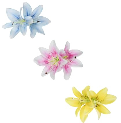 3 fermagli per capelli hawaiani a forma di fiore per donne e ragazze, multicolore, finti gigli, fiori tropicali, accessori per capelli per spiaggia, vacanze, balli, feste, matrimoni, compleanni