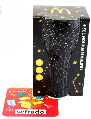 sefrado Bundle 1 x Cola Cosmic Glas McDonalds Österreich 2022 Sammel Gläser kompatibel mit exclusivem Untersetzer