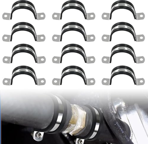 YUZHEDM 12 Pièces U-collier de Serrage Inox, Collier de Serrage Métallique, Clips de Fixation Convient aux Usines Entrepôts Jardins Fermes Cuisines Salles Bains Systèmes Drainage Extérieurs （M25）