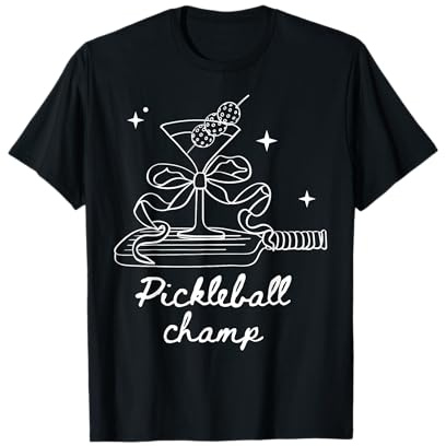 Pickleball Doodles in White, Pickleball Champ, Martini Glass T-Shirt