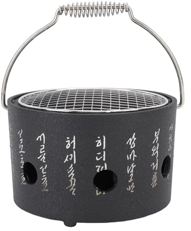 Estufa de barbacoa multifuncional de aluminio y acero inoxidable con mango portátil, estufa de carbón para alimentos, para hacer té y acampar (Tamaño pequeño)