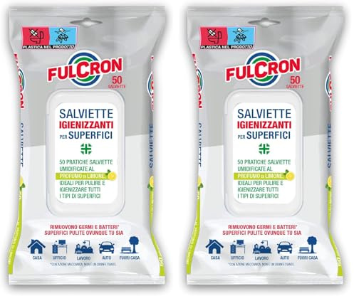 FULCRON Salviettine Igienizzanti, Limone (Confezione da 2)