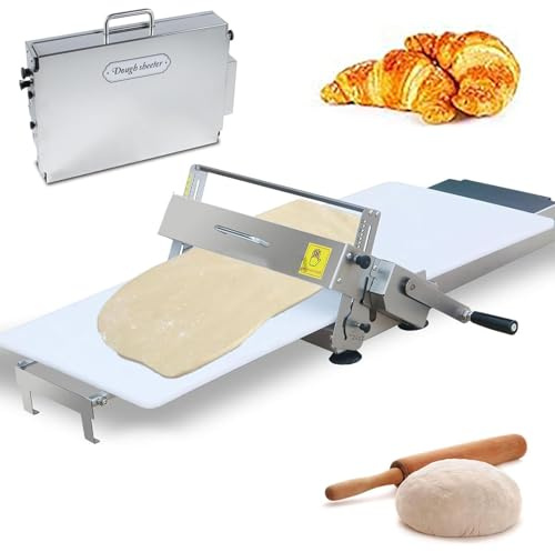 Vikbar degpress, kompakt degpress, manuell degpressmaskin, justerbar tjocklek 0,2-25 mm, degmaskin i rostfritt stål, för bröd, marsipan och smördeg 32.7x18.7x9.3