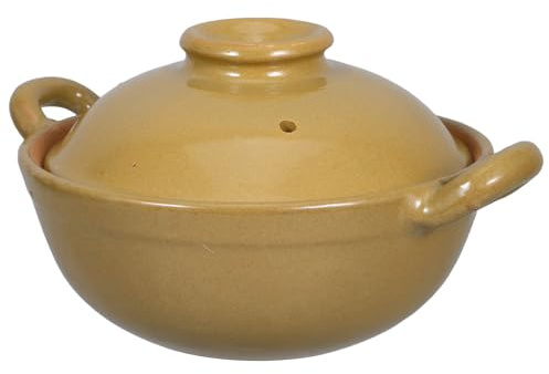 MUCKLILY Casserole en Terre Cuite 500 Ml Poignée Unique, Cocotte Traditionnelle en Grès pour Cuisson Riz et Ragoût, Ustensile Cuisine Maison Adapté Cuisson au Feu, Facile à Nettoyer