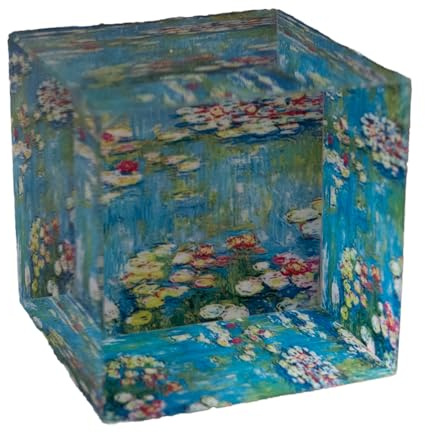 Presse-papiers rectangulaire au design carré en verre MONET - Nénuphars 6 x 6 cm