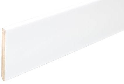Hobby Legno - Battiscopa Rivestito In Legno Di Tanganica Laccato Bianco mm. 100X10X2400 (Prezzo Per ml. 4, 80)
