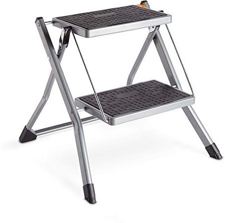 VonHaus 2-Step Stool – Anti Slip Feet – Easy to Store Foldable Design – Ideal for Home/Kitchen/Garage