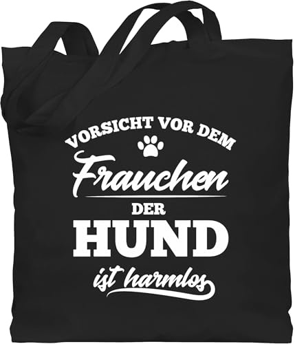 Shirtracer - Baumwolltasche - Geschenk für Hundebesitzer - Vorsicht vor dem Frauchen der Hund ist harmlos