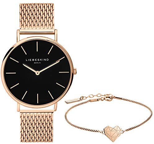 Liebeskind Berlin Set aus Armbanduhr und Armband LS-0090-MQB, Ip Roségold