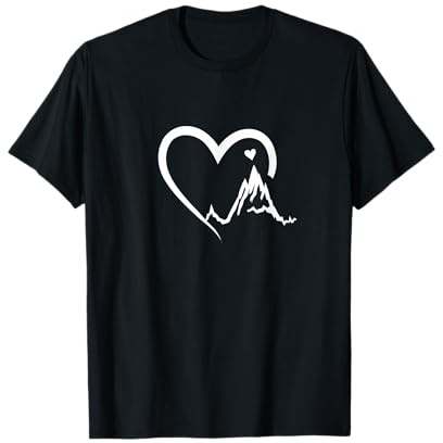 Berg Herz Berggipfel Klettern Alpen Wandern T-Shirt