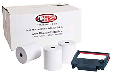 Kassenrollen für Epson TM-930, 76 x 70 mm, 1-lagig (nicht thermisch), einlagig, für Dot Matrix & Küchendrucker, erstklassiges Papier, 40 Rollen
