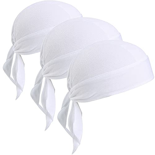 VIAUMBR Bandana Sport Uomo Donna Leggera Traspirante Sottocasco Turbante sotto Casco Pirata Cucina Escursioni Trekking Bici Moto Barca Asciuga Velocemente Bianco*3