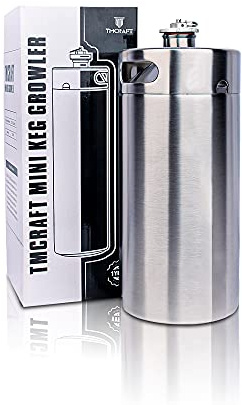 TMCRAFT 4 Liter Mini Growler Keg, tragbares Edelstahl-Bierfass mit sechskantem Spiraldeckel für Hausbrauen, Crafting und Fassbier