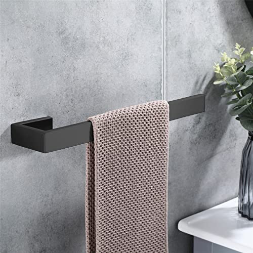 CCKOLE Handtuchhalter Bohren, Handtuchstange Bad 304 Edelstahl, Gästehandtuchhalter Bad, Badetuchhalter Habdtuchhalterung Wand, Badetuchstange 35cm für Badezimmer (Schwarz Matt)