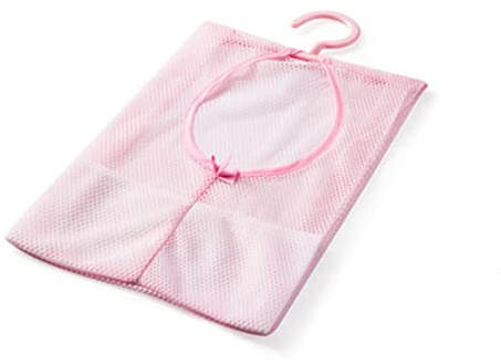 Cabilock Mehrzweck Wäscheleinentasche Aus Netzstoff Mit Haken Aufbewahrungstasche Fürs Badezimmer Und Küche Faltbar Pink