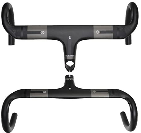 28.6 Carbon Integrierter Lenker Rennrad Aero Lenker UD-Matte Rennrad Lenker Drop Leichter Fahrradlenker 400/420/440 mm Fallstangen mit Vorbau, grau, 120 x 420 mm