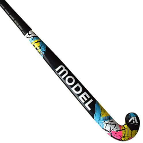 MODEL Unisex Field Hockey Stick for Kids Wooden, Fiber Reinforced Fully Paint Finish, Size 30 Inch biggner hockey, Light Weight, Starter Stick