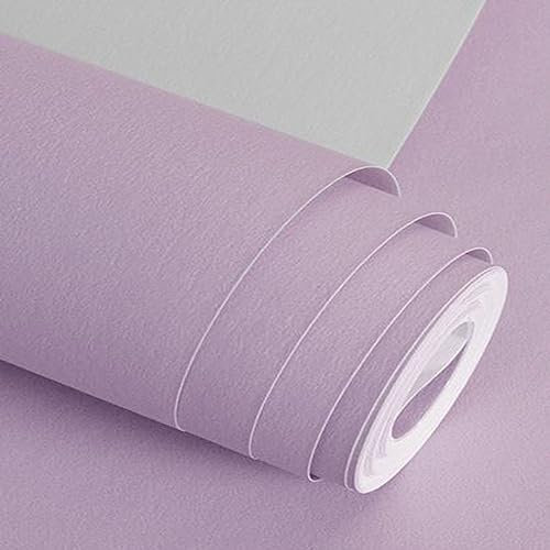 Zoomlie Pink Solid Color Wallpaper Waterproof Stain Resistant Decorative Wall Sticker Non-self Adhesive Living Room Bedroom Wallpaper (Purple 2)