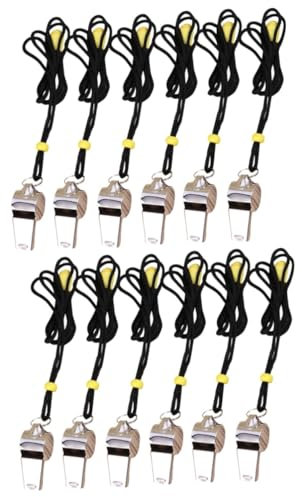Amosfun 12 STK Gwizdek Do Uprawiania Sportu Metalowe Gwizdki z ? Gwizdki Ze Stali Nierdzewnej Krachmacher Pfeifen Pfeift Wanderpfeife Mit Lanyard Fußball Pfeife Luft Pusten Seil Hölzern