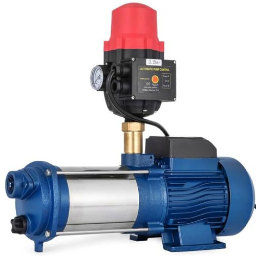 XLTEAM Bomba De Agua Centrífuga, Bomba De Refuerzo De Jardín Portátil De 2200 W, con Interruptor De Presión, Bomba De Chorro De Aspersión para Riego De Césped Y Refuerzo De Presión