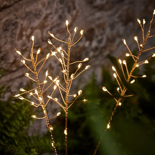 Lights4fun 60cm LED Solar Stableuchten Pampasgras Wegbeleuchtung Metall Kupfer Solarlampen für außen