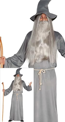FIESTAS GUIRCA | Costume da Mago Medieval - Tunica, Cappello e Cintura - Costumi da Stregone e Mago per Halloween, Carnevale e Feste Fantasy - Ideale per Adulti e Adolescenti