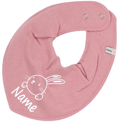 HALSTUCH Hase mit Name oder Text personalisiert für Baby oder Kind aus Baumwolle in Einheitsgröße altrosa