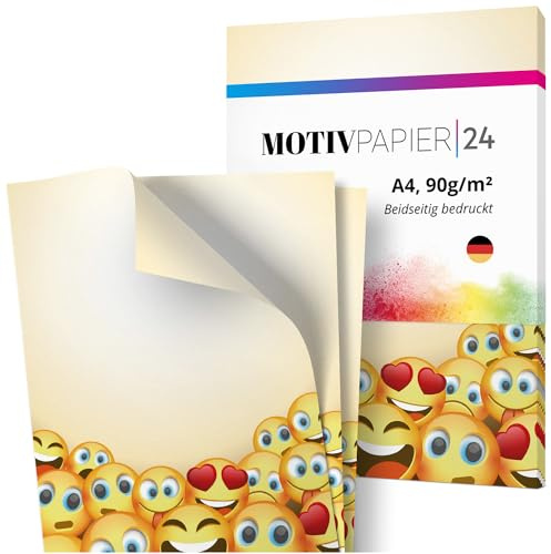 Einladungskarten Manufaktur Hamburg 60 Blatt Briefpapier Set beidseitig bedruckt Motivpapier Papier A4 Druckerpapier 90g/m² Gelb Lustig Smileys Geburtstag Einladung Aktion Poster