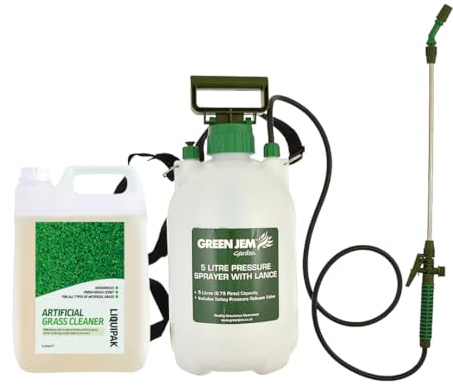 Liquipak Artificial Grass Cleaner & Deodoriser 5L with Pressure Sprayer – Pet & Child Safe Astroturf Cleaner with Fresh Fragrance – Removes Dirt, Odours & Pet Urine – Includes 5L Sprayer with Lance