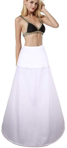 Élastique A-Ligne Jupons Crinoline 1 Cerceau Mariage Jupon pour Robe de mariée Femme Jupes Underskirt Sculptantes Elastic A Line Wedding Dress Petticoat Robe de Bal Jupon Jupes(Blanc,42)