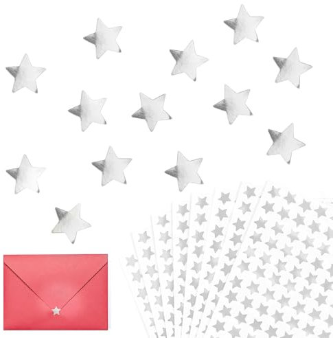 1400 Stück Glitzer Sterne Aufkleber Selbstklebend Sticker Etiketten für Weihnachten Ostern Geschenkbeutel DIY Handwerk Scrapbooking Weihnachtsdeko Basteln Umschlagsiegel Dekoration (Silberig)
