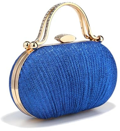 YUEZHAN Abendtasche Damen Clutch Glitter Bling Abend Taschen Mini Strass Verziert Box Geformte Essens Beutel Für Party Mädchen Frauen Abendessen Abschluss Ball Bankett Ym7657Blau