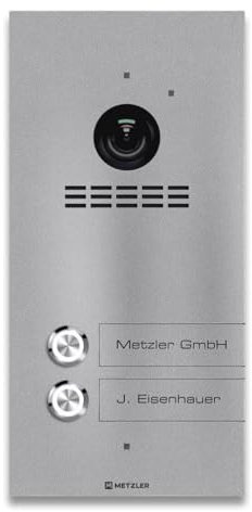 Metzler VDM10 2.0 Video Sprechanlage mit Türöffner (Stromversorgung), Anschluss 2-Draht IP, Türsprechanlage mit HD-Kamera, 2 Familienhaus Sprechanlage, Smartphone App, in RAL9007 Graualuminium | Kian