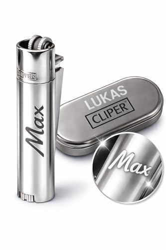 Feuerzeug mit Gravur, Personalisierte Geschenke Geburtstagsgeschenk für Männer Frauen Partner Freund Jahrestag Geschenk für Ihn Sie Männergeschenke Gadgets Geburtstagsgeschenke (Silber)