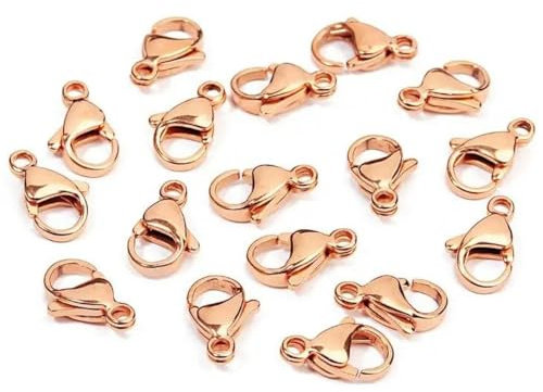 25 Stück 9 * 6/10 * 6/11 * 7/12 * 7/13 * 8mm Edelstahl Karabinerhaken Haken Endverbinder Verschlüsse für DIY Halsketten Schmuckherstellung Roségold 12x7mm