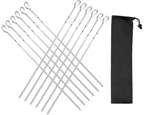 Kebab-spett i metall – spett i rostfritt stål | Airfriterspett | Spett för luftfritös | | Metallspett | Kebab-spett i metall | BBQ spettpinne | Shish Kabob-pinnar spett för grillning av räka