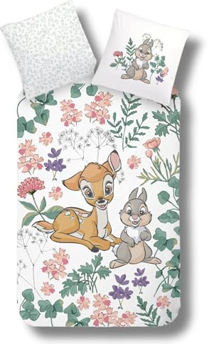 MTOnlinehandel Bettwäsche 135x200, Bambi REH & Klopfer Kinderbettwäsche für Mädchen und Jungen, 100% Baumwolle, 1x Kissenbezug 80x80 + Bettbezug 135x200
