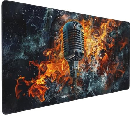 Gaming Mauspad XXL Mikrofon Mousepad 800x400x4mm Musik Verlängertes Mauspad Schreibtischauflage,Genähte Kanten Mauspad,Verbessert Präzision und Geschwindigkeit Wasserdicht Geeignet für Büro und Spiele