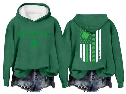 Damen-Kapuzenpullover, lässige Sweatshirts, St.P Day Sweatshirt für Damen, Herbst-Tops, grafische Hoodies, Langarm-Shirts, bedruckt, Pullover, Tops, Reißverschlusstasche, Kapuzenpullover, grün, S