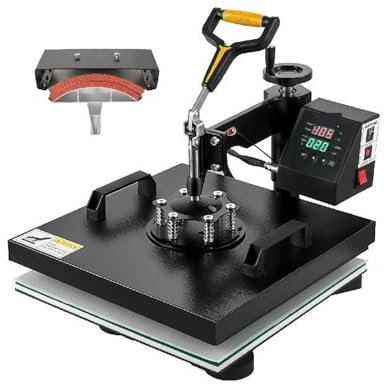 Transferpresse, 2-in-1-Heißpressmaschine, 38 x 38 cm, multifunktionale, um 360 Grad schwenkbare digitale Sublimationsdrucker-Transfer-DIY-T-Shirt-Kappe ,zum Basteln, T-Shirt, Mütze, Mütze, Kissen