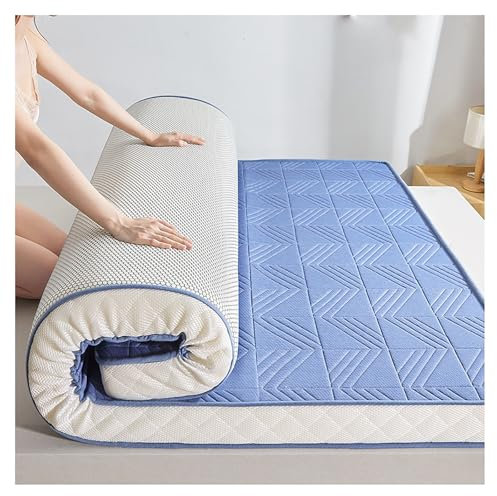 Queen-Latex-Matratze, doppelseitiges Design mit weichem Strickstoffbezug für atmungsaktives, nacktes Schlafen, ganzjähriger Komfort, für Schlafzimmer und Wohnmobil, ideal für alle Altersgruppen, Blau