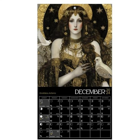 Månkalender 2024, astrologi 2024 fullmåne Götin Tracker kalender väggkonst säker och dekorativ månfas kalender 2024 för sovrum vardagsrum kontor
