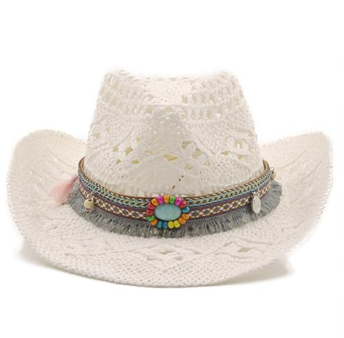 Cazqgoy Cowboy Hat Western Cowgirl Hats for Women Men Straw Hat Western Hat Brazilian Bohemian Panama Hats Summer Hat Sun Hat Beach Hat