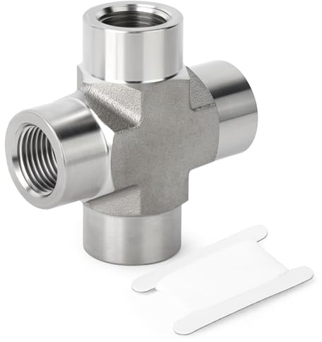 TAISHER 1 Stück Schmieden von 304 Edelstahl 4 Way Pipe Fittings, 1/2BSP-Innengewinde-Rohrverschraubungen