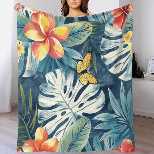 TBDUEPS Luxuriöse, Bequeme Decke mit Blattmotiv für drinnen und draußen, die Beste Yogadecke für Frauen als Geschenk für Familie, Geburtstag, Hochzeit, 127 x 152 cm