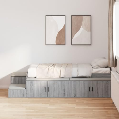 GCHDHAPB Möbler, uppsättningar, förvaringsbädd grå Sonoma konstruerat trä 75 x 190 cm