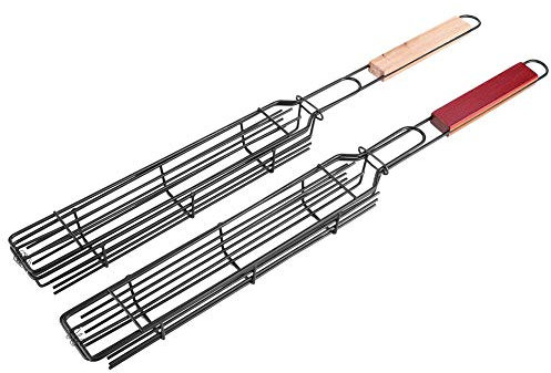 PNAJFUEL 2 Cestelli per Grigliare, Accessori per Grigliare Salsicce e Hot Dog Portatili, Griglia Antiaderente in Acciaio Inossidabile