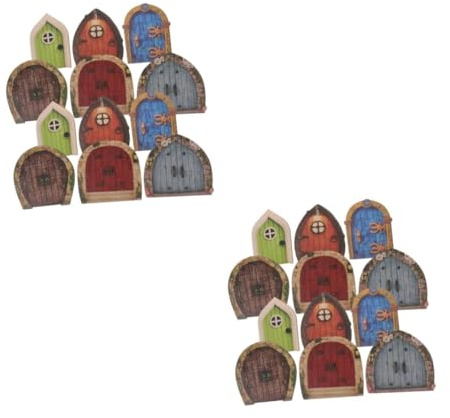 TOYANDONA 2 Ensembles Décoration De Jardin Porte Fée Nain De Porte Nain De Porte Maison Porte Petit Ornement pour Porte Portes De Fées pour Arbres Portes Miniatures 12 pièces * 2