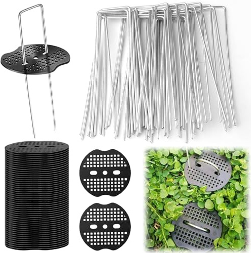 Anclaje de suelo,50pcs Grapas Césped Artificial Set,Anclajes de Suelo de Revestido,Césped Artificial Clavos,Gancho para Control de Malas Hierbas,Fieltro para Malas Hierbas,Jardín Anclajes de Acero