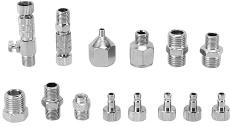 Eujgoov 14PCS Stainless Steel Airbrush Fitting Connectors Kit Airbrush with Airbrushes Accessories for Air Compressor